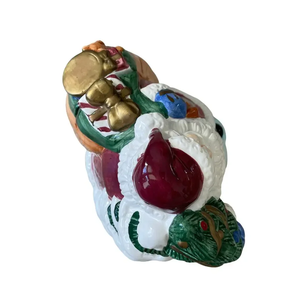 Home for the Holidays Santa Claus Cookie Jar With Toy Bag And Christmas Tree 10